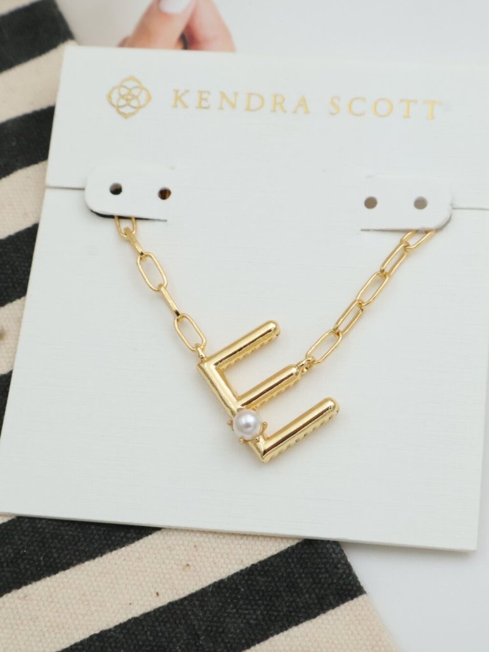 Kendra Scott Letter E Freshwater Cultured Pearl Necklace Gold